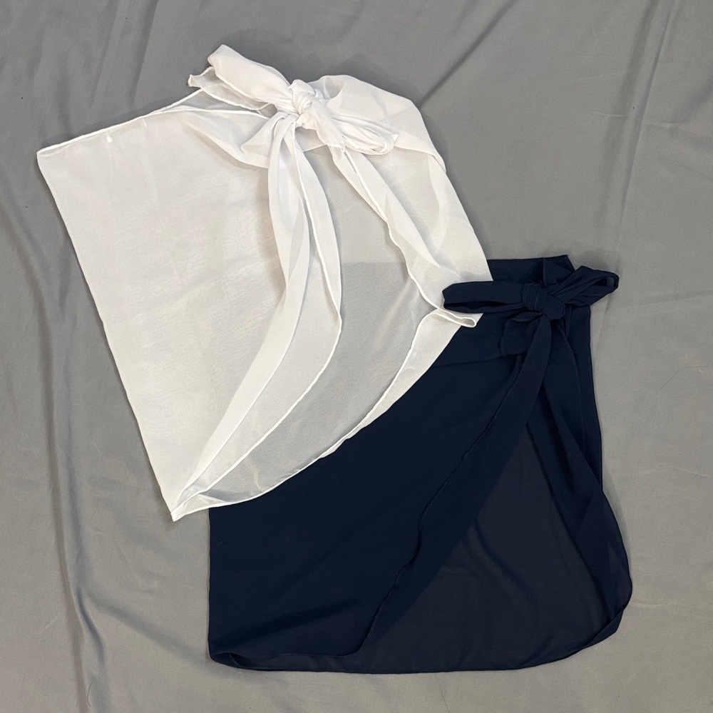 Elegant White and Black Women Swim Sarongs bundle of 2
